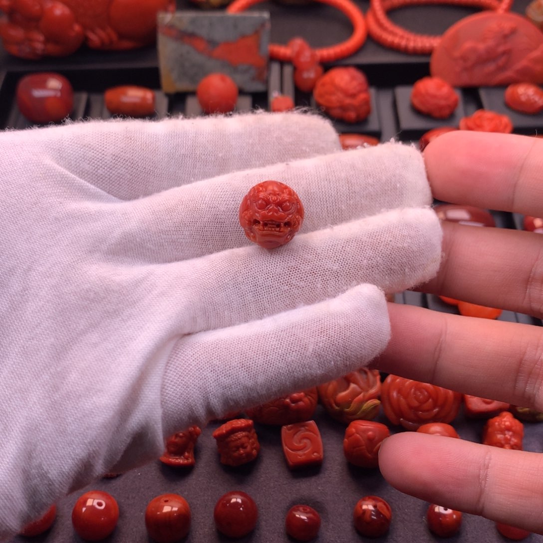 南红玛瑙未镶嵌精工貔貅圆珠单珠15mm