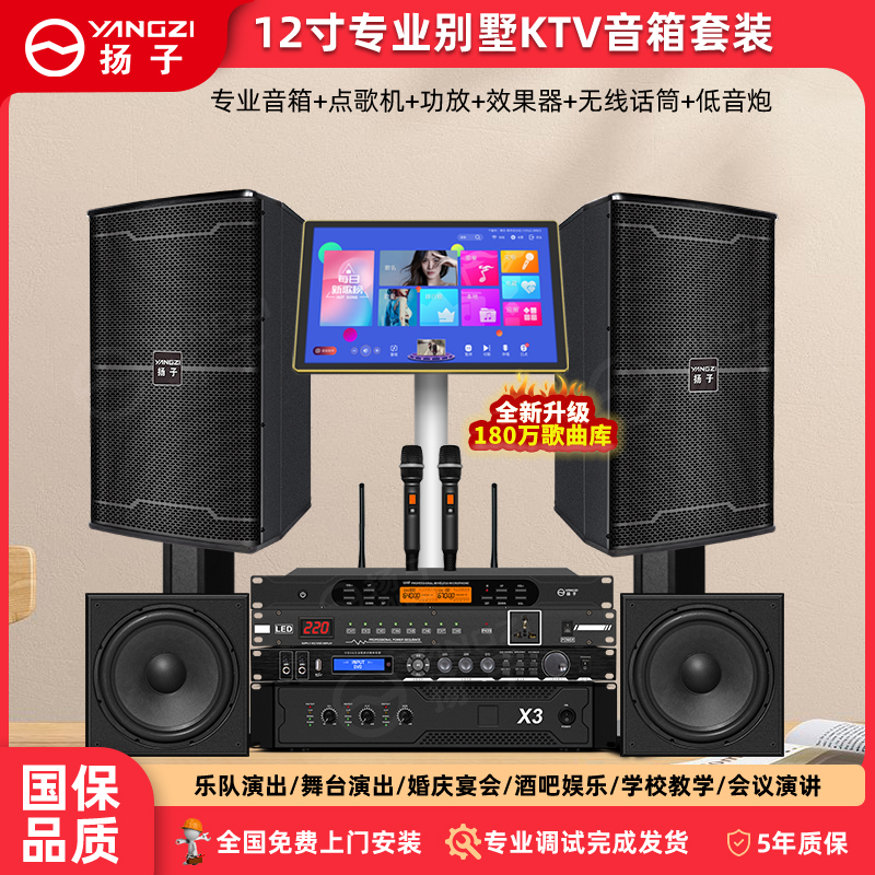 扬子专业大功率KTV音响套装无线酒吧音箱演讲别墅演出学校舞台