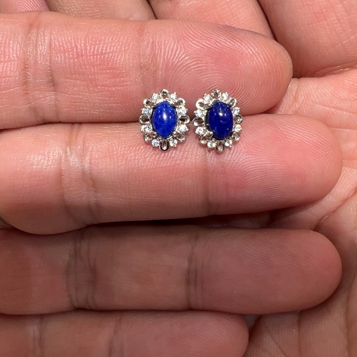 青金石耳饰银S925镶嵌