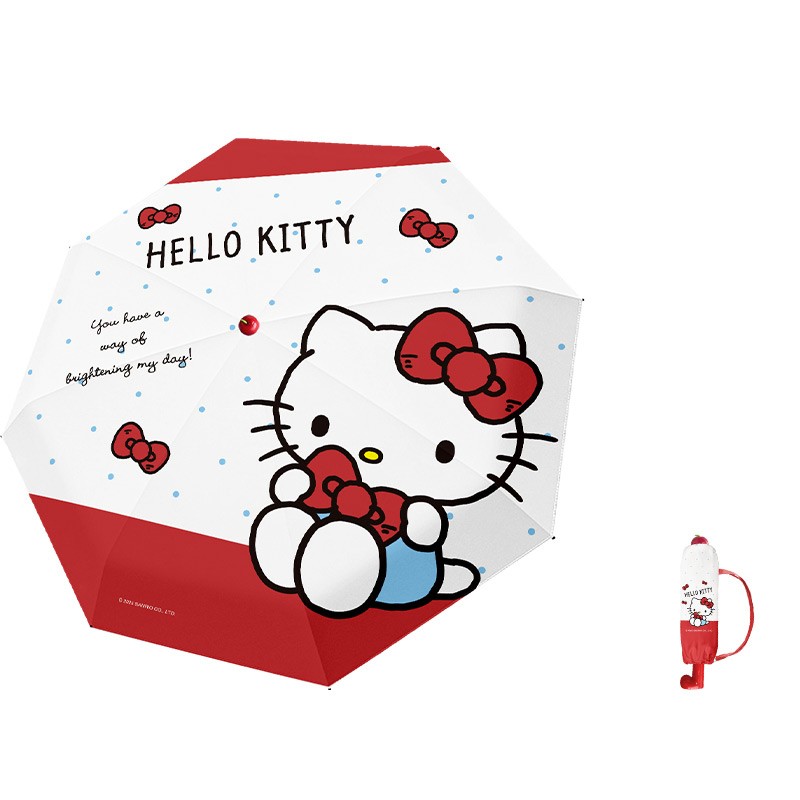 正品三丽鸥授权可爱卡通凯蒂猫三折手动少女心kitty三丽鸥雨伞