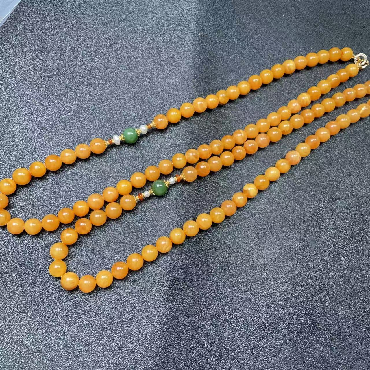 【玉经纶】40441/HQ37-蜜蜡珠链-多样性发其一9mm|约60颗