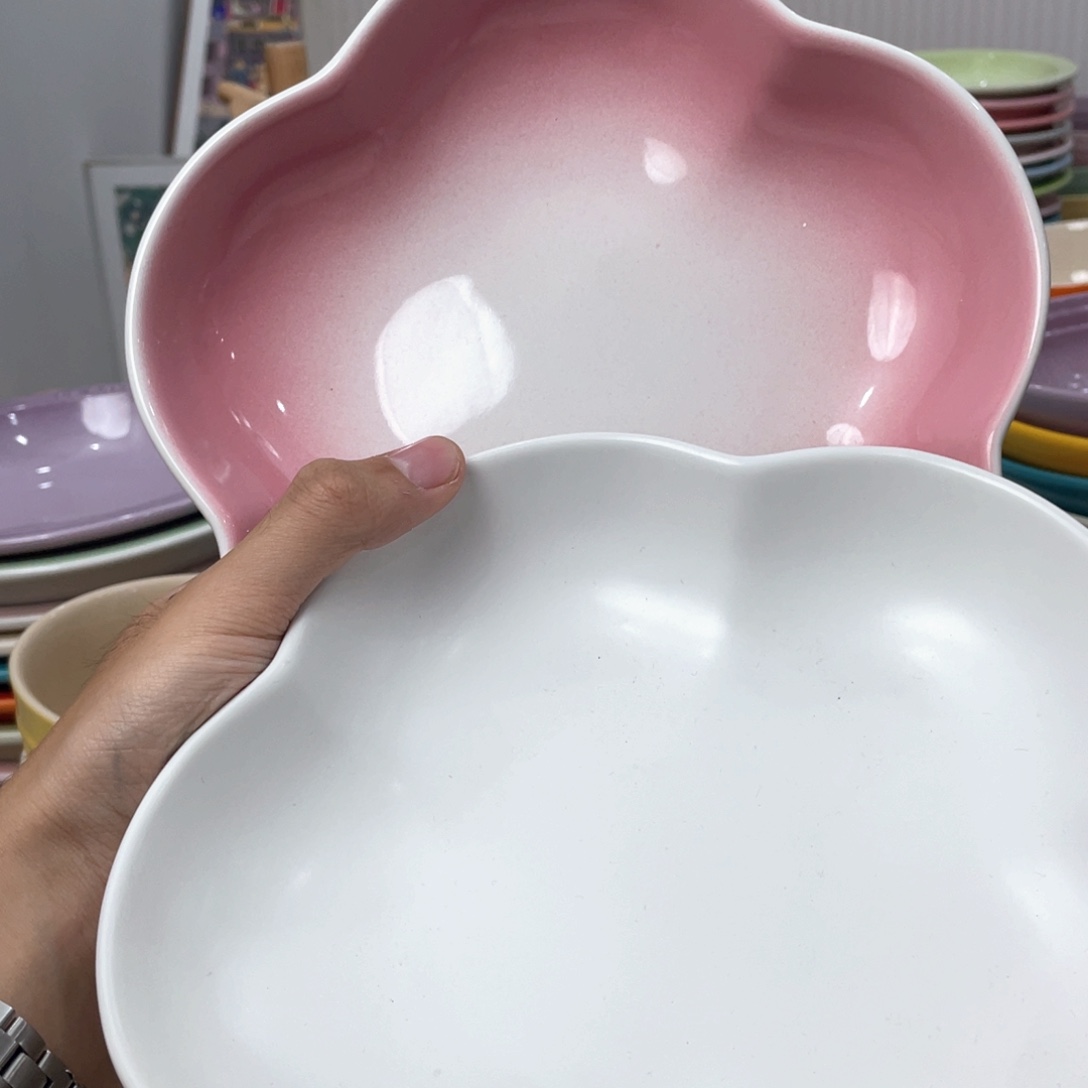 瓷片微瑕2个8英寸花朵深盘