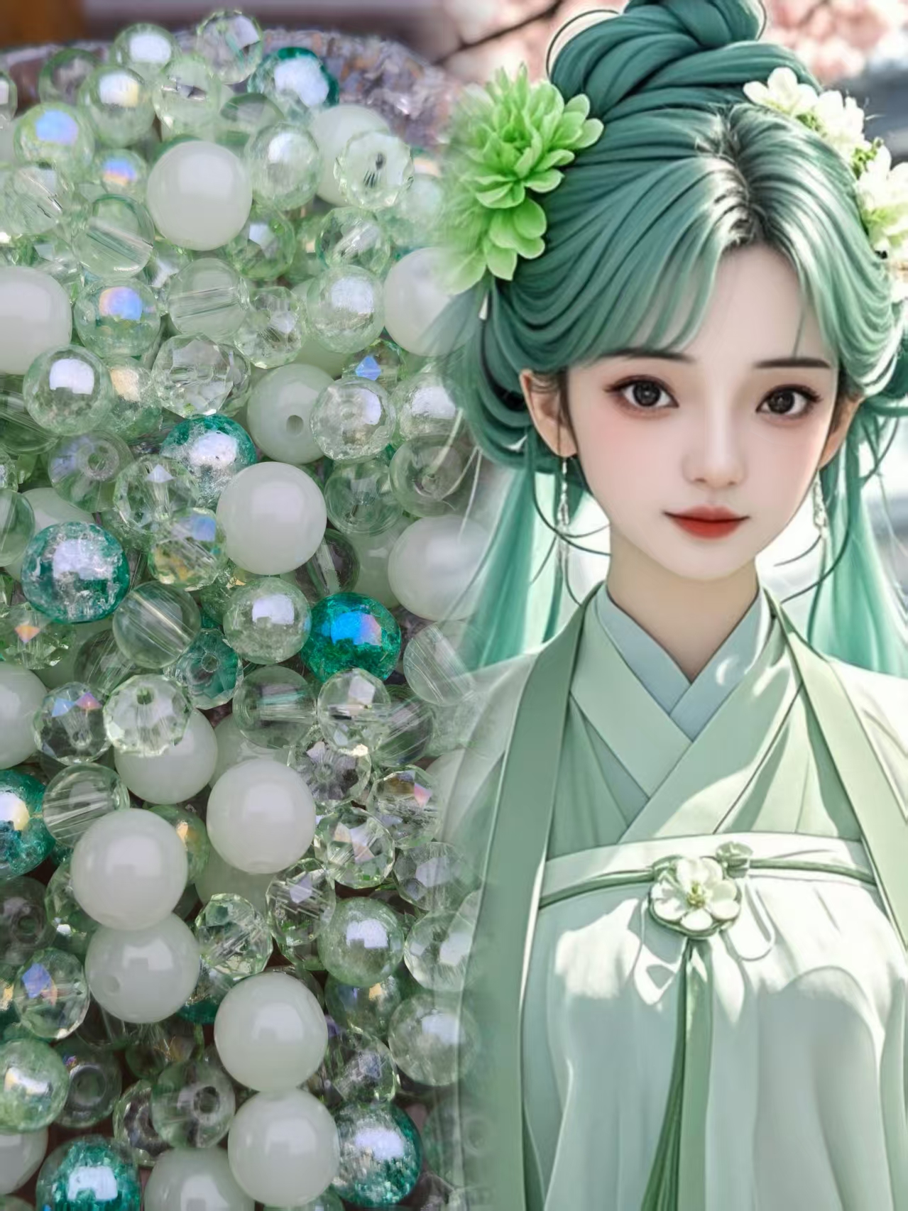 【绿色混炒】混炒琉璃爆闪diy手作冰透流行搭配轻奢时尚珠珠