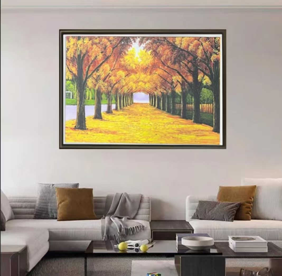 z05新中式欧式黄金大道餐厅装饰画横版挂画寓意好餐桌画挂画