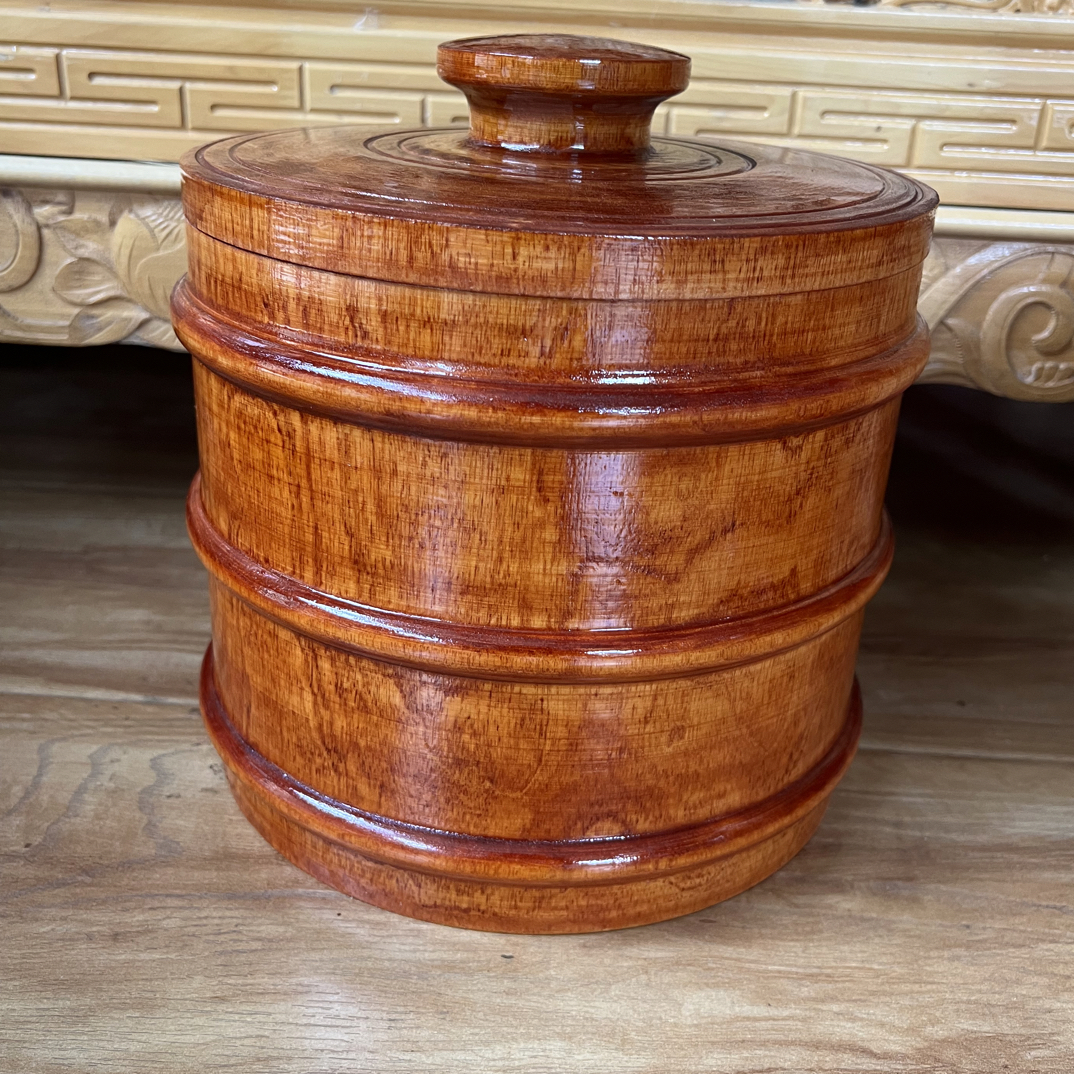 藏式纯手工木制糌粑桶22-24公分