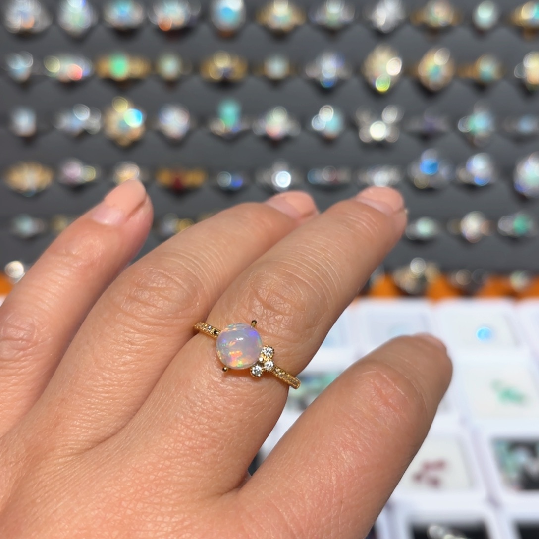 欧泊戒指银S925镶嵌欧泊戒指