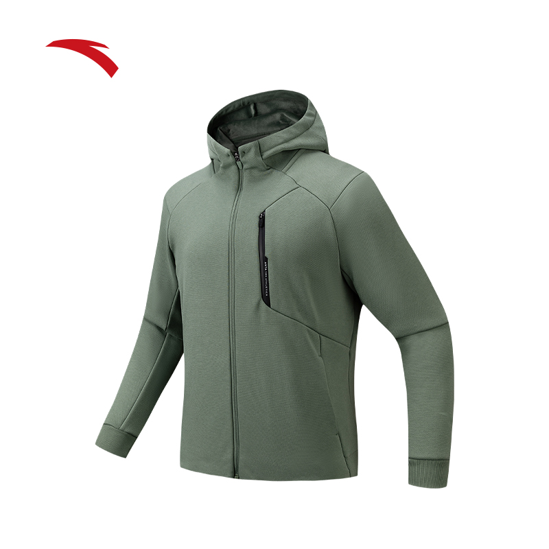 安踏加绒保暖外套针织厚外套男士冬季新款综训夹克运动休闲上衣