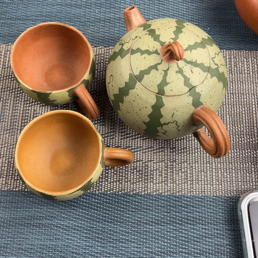 心***魔茶壶紫砂手工制作工艺一壶两杯子