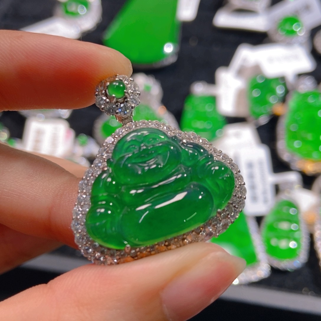 翡翠吊坠(不含链)银S925镶嵌