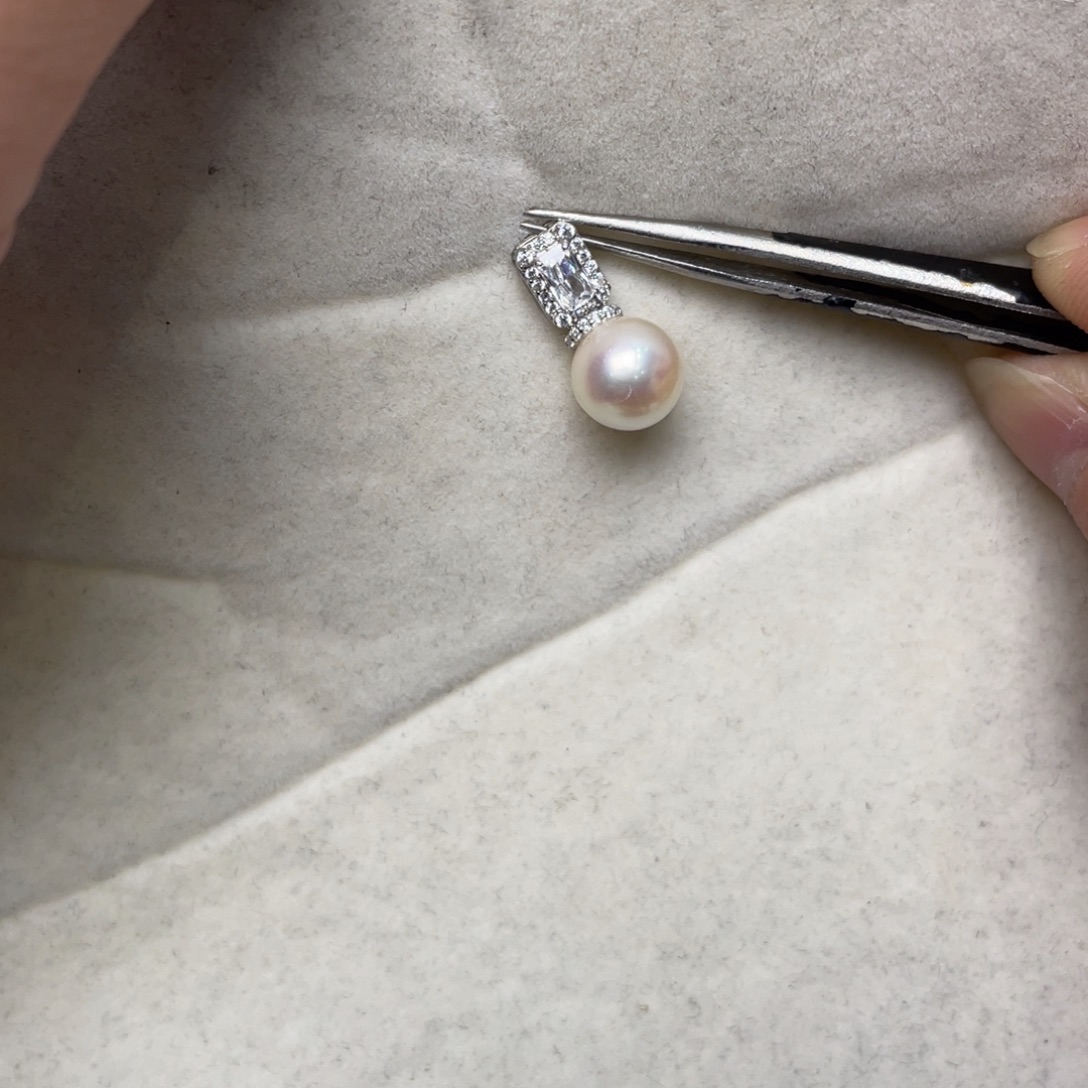 银S925镶嵌海水珍珠吊坠(不含链)