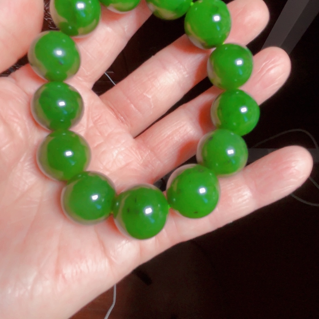 和田玉（碧玉）手串未镶嵌沙****鱼