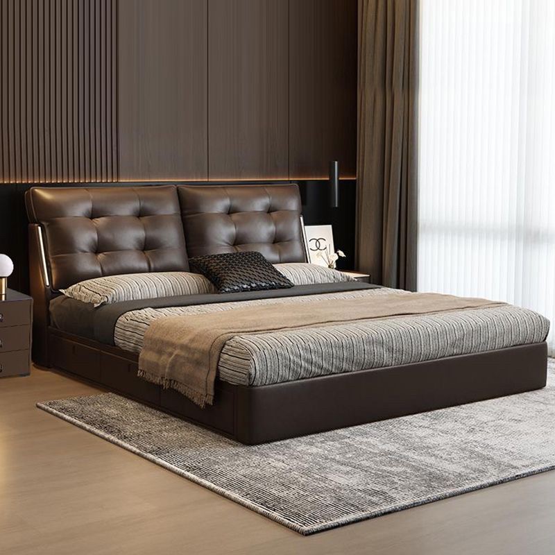 多功能1.5米齐边款真皮床主卧双人1.8米轻奢意式储物智能灯儿童床