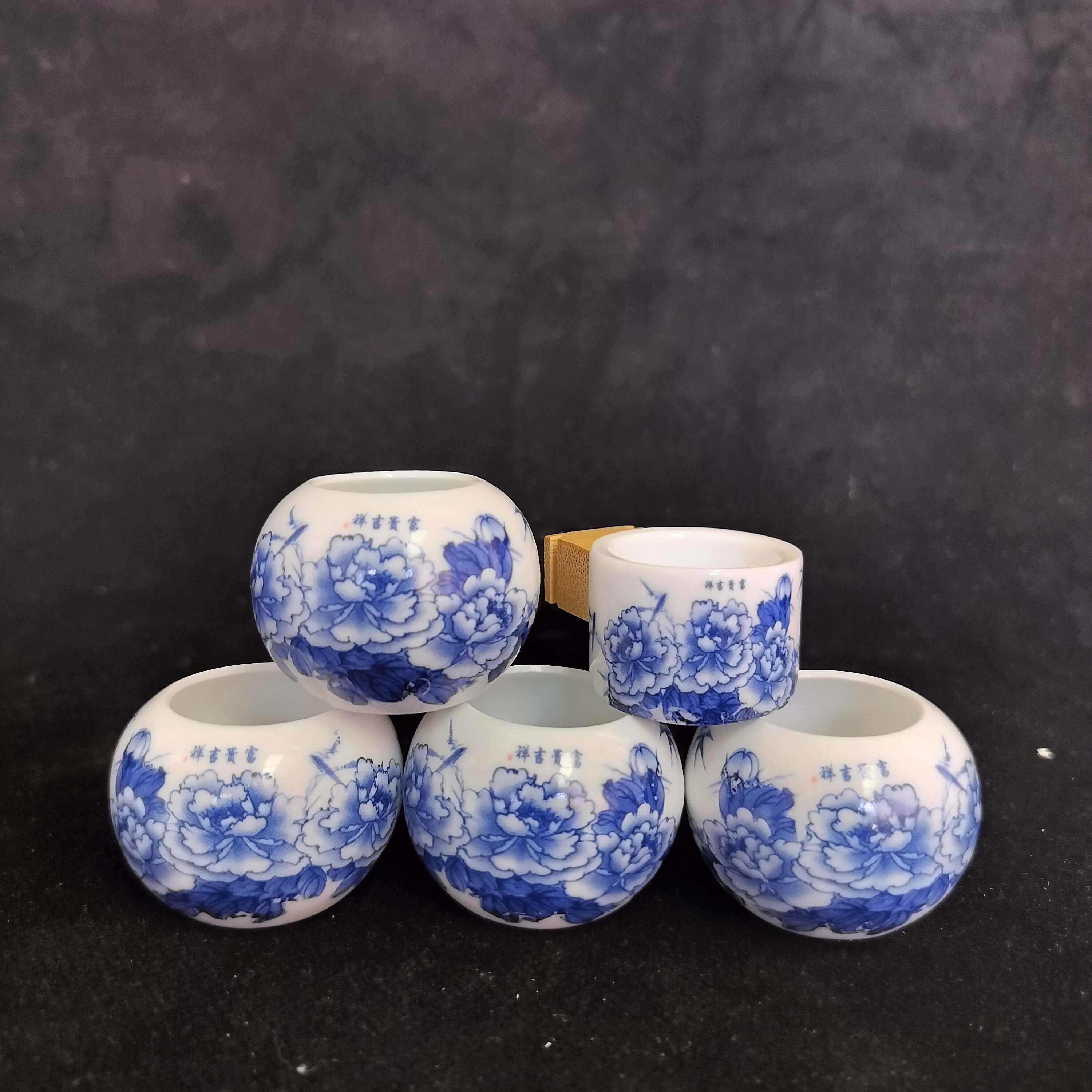 清仓高端富贵吉祥五件套粘1.2竹杯把