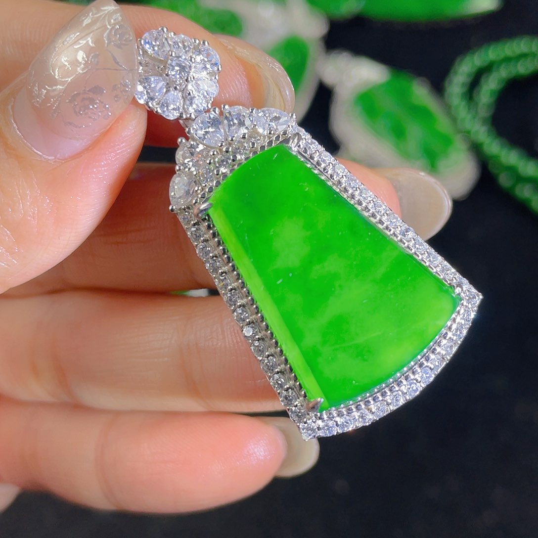 翡翠吊坠(不含链)银S925镶嵌