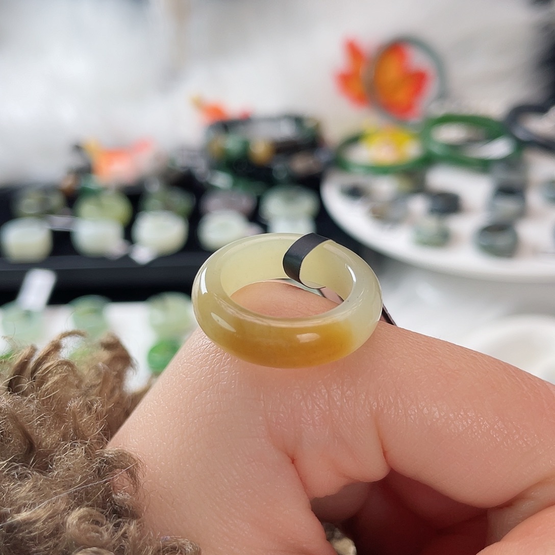 木***野和田玉未镶嵌戒指k58一口糖泥鳅背16.6mm