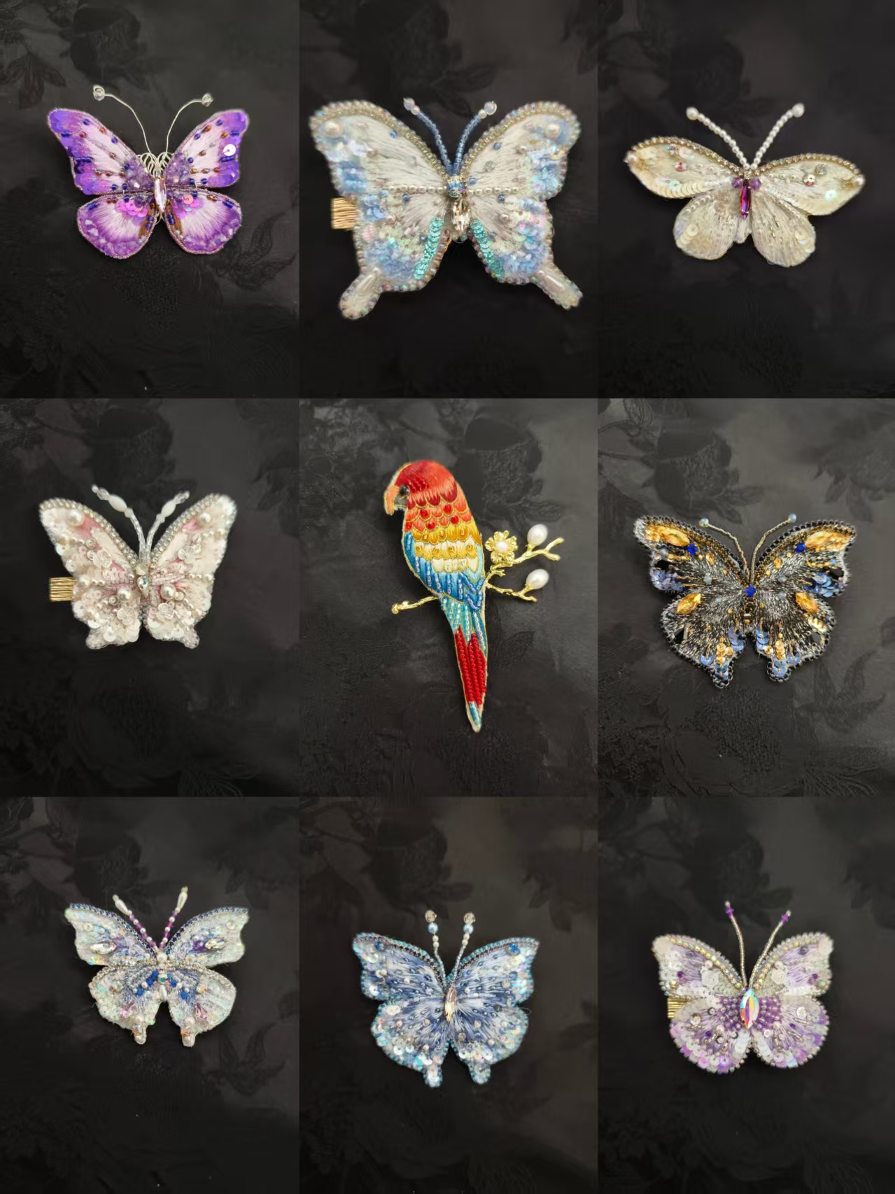 [福利款]潘潘家奶奶苏绣法式苏绣胸针蝴蝶鹦鹉胸针女士