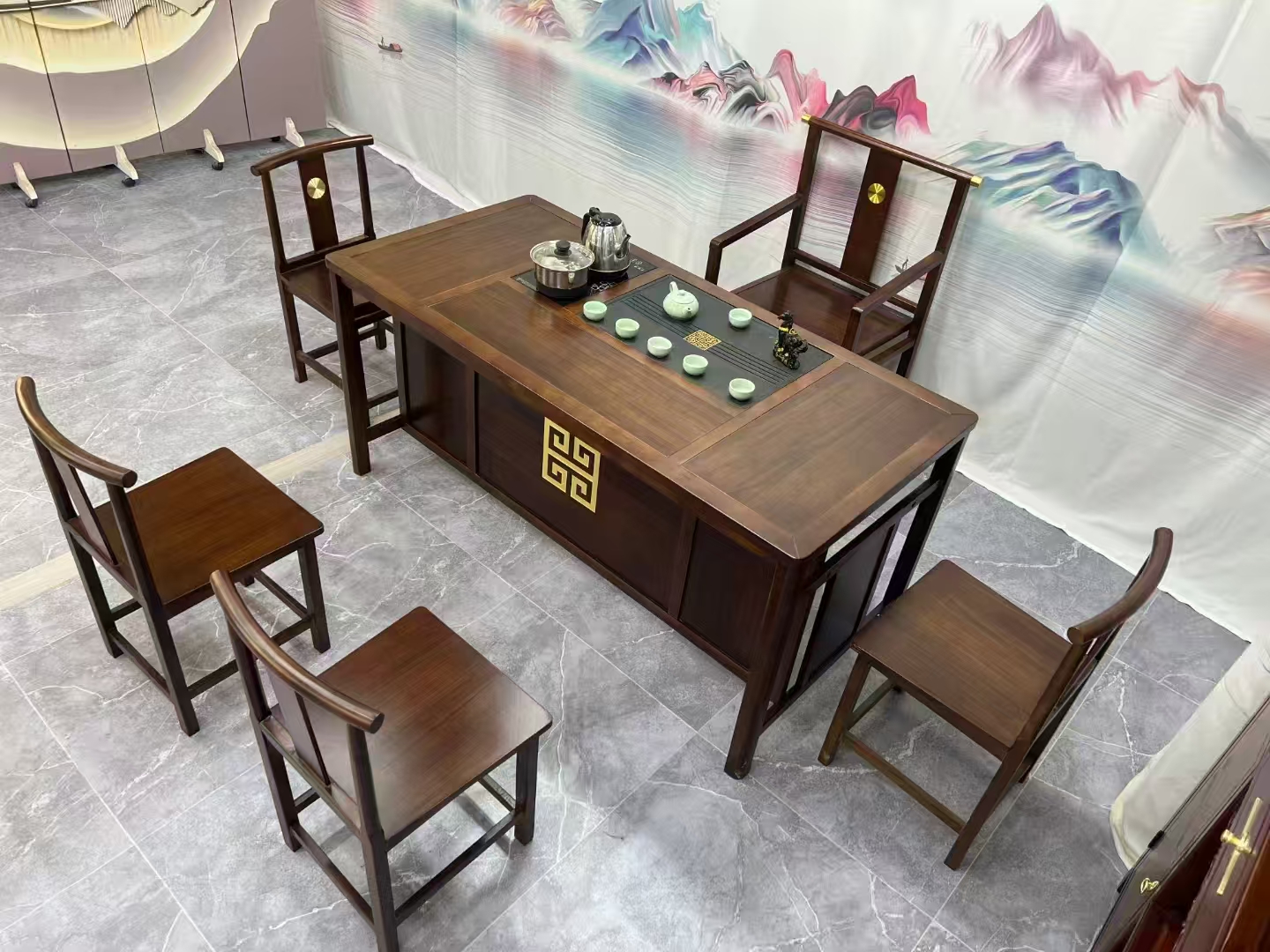 1.6米依云天茶桌，新中式风格湿泡茶桌