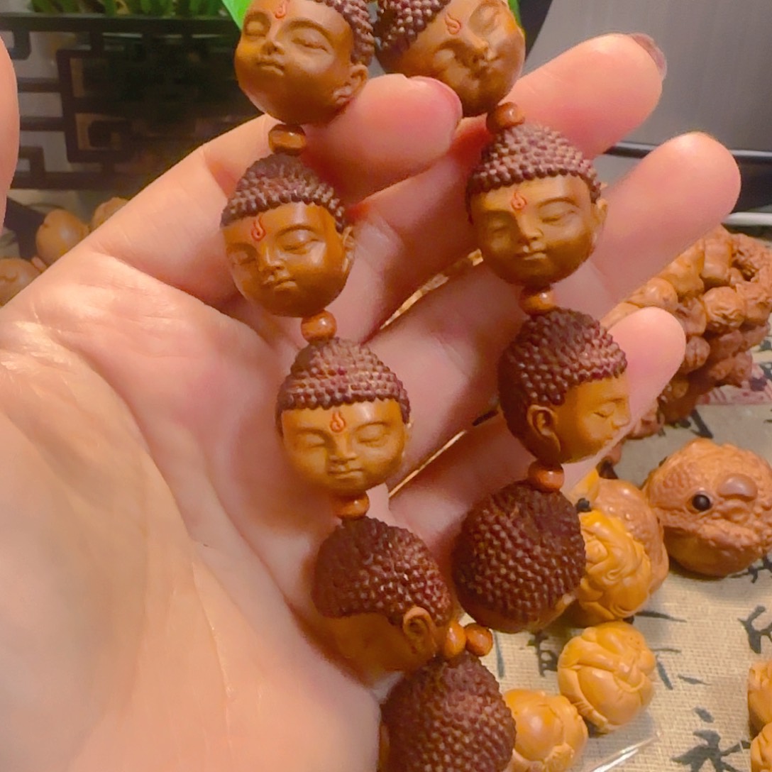 橄榄核手串/手链橄榄核雕佛头手串