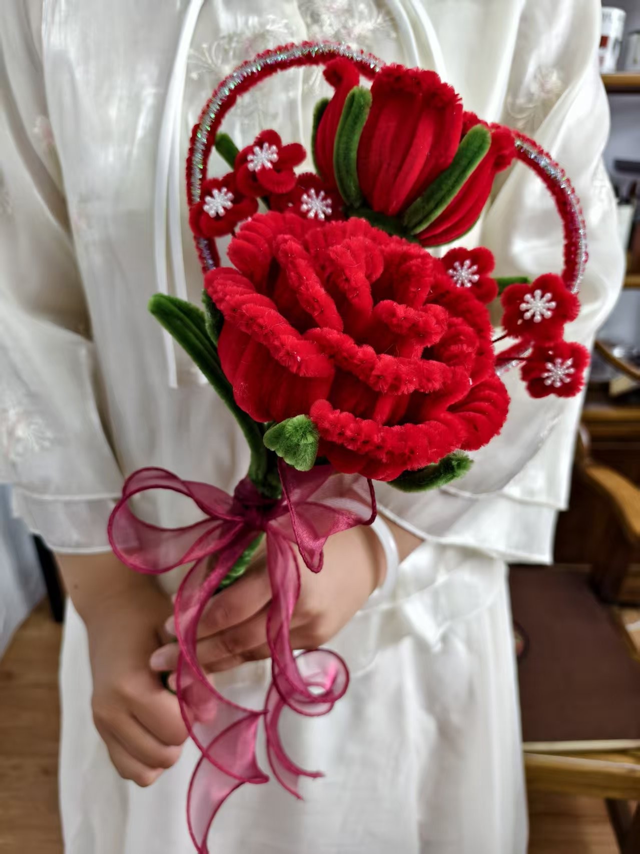 【成品】【送女友闺蜜】情人节生日爱心花束纯手工制作扭扭棒花束