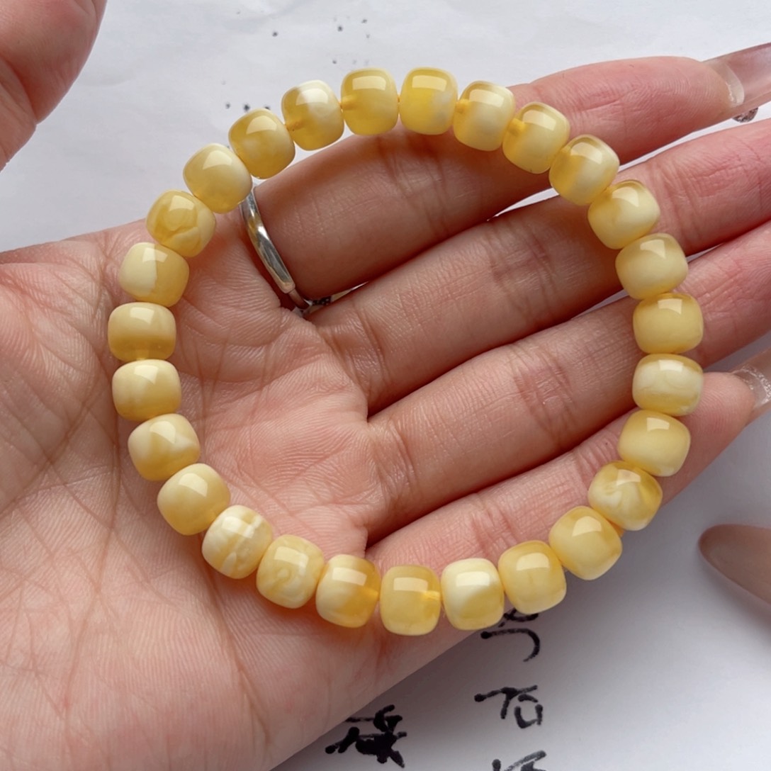 蜜蜡裸石未镶嵌蜜蜡老型手串 思思