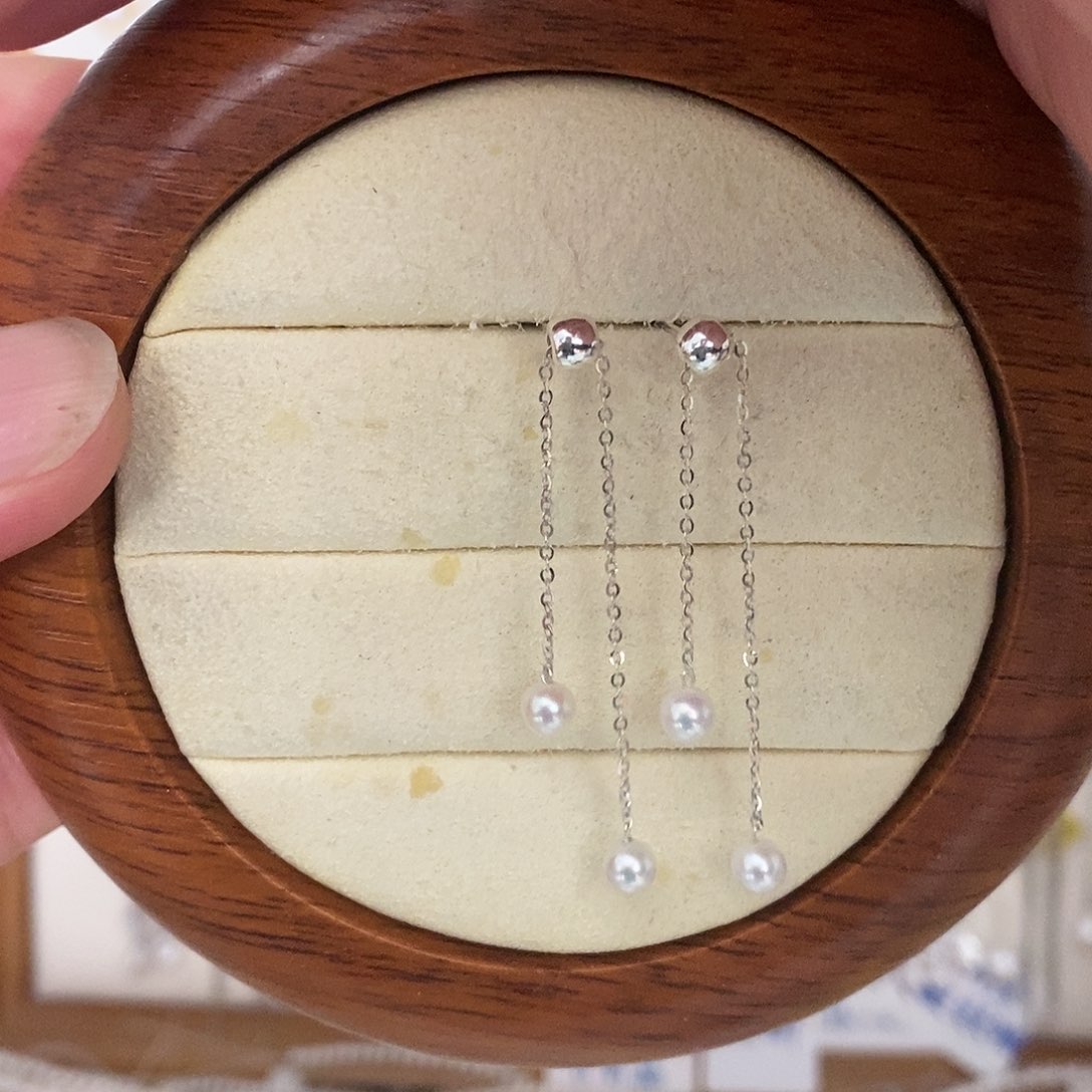 银S925镶嵌淡水珍珠耳饰