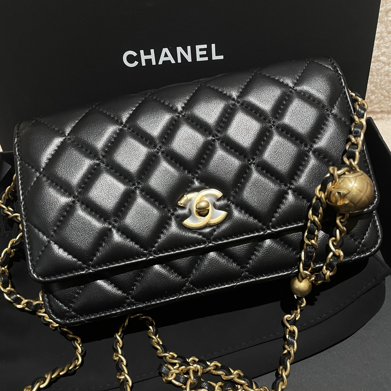 99新 Chanel/香奈儿 包展专属Chanel 黑金金球woc 