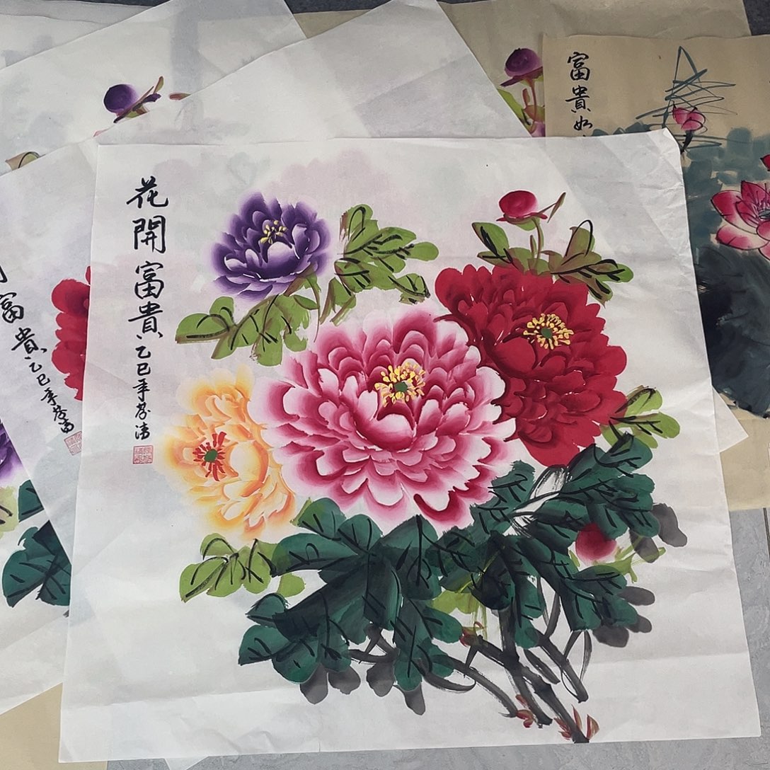 国画国画作品原稿70斗方多彩