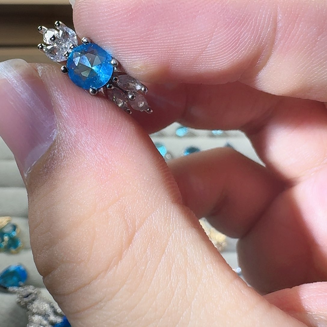 芙蓉石戒指银S925镶嵌