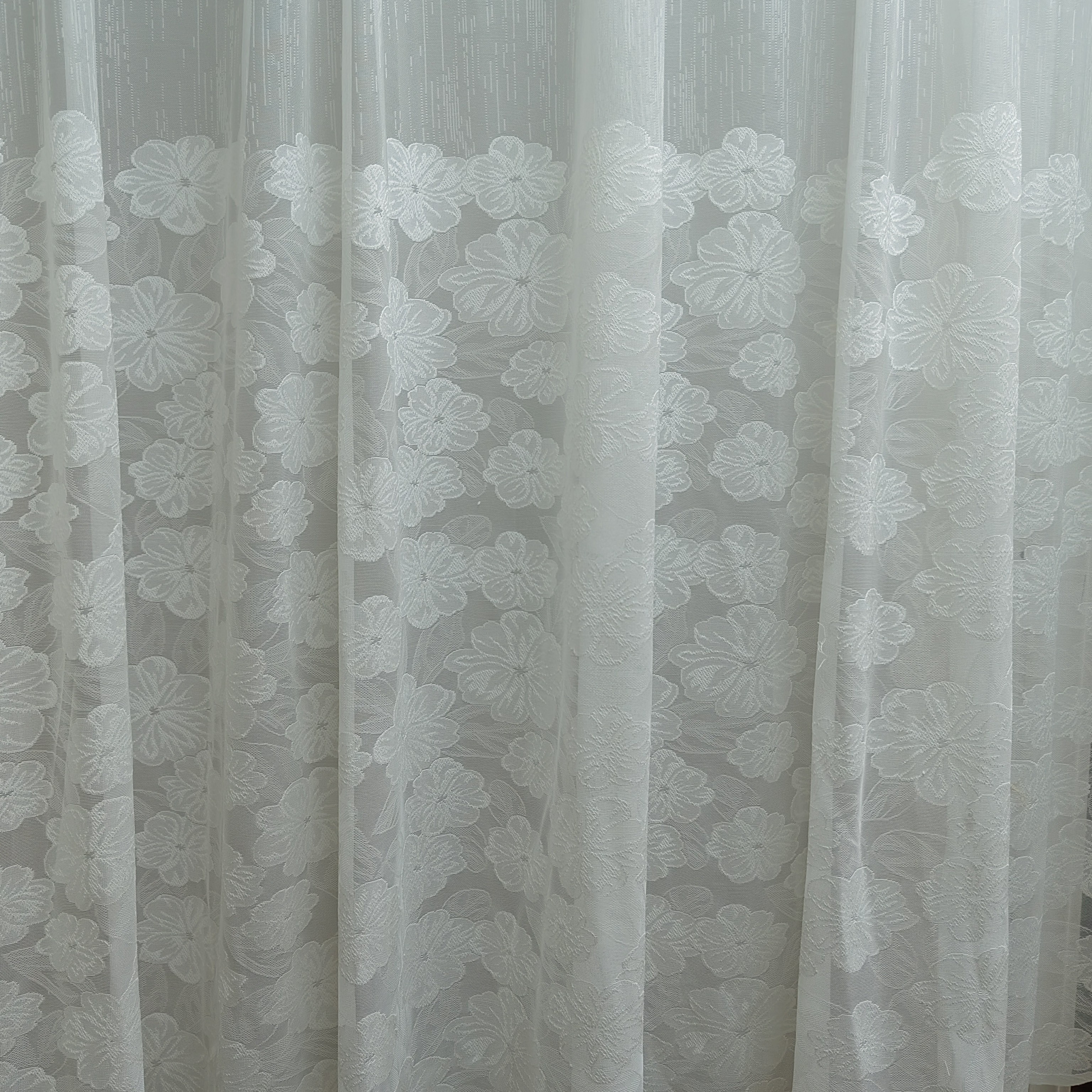 00870 窗帘纱挂钩款成品刺绣主卧飘窗窗纱宽4米高米一片式