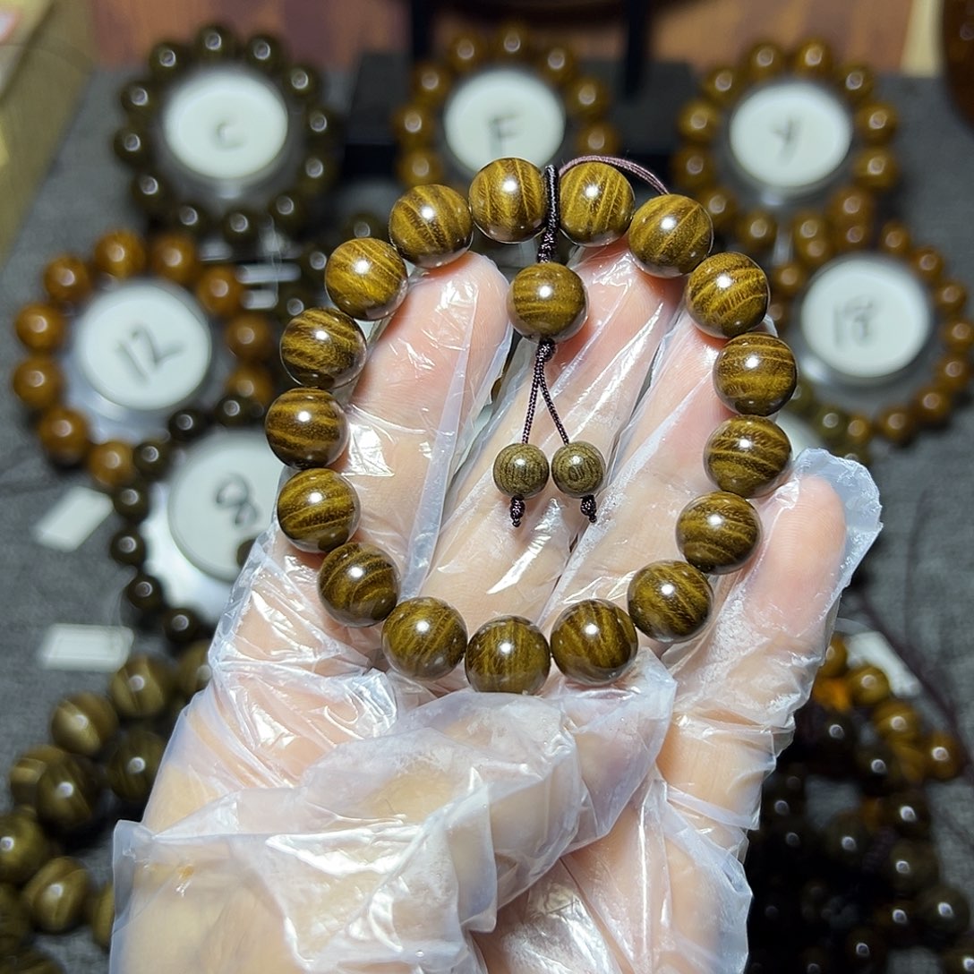 三***膜阴沉木手串/手链阴沉黄1.2