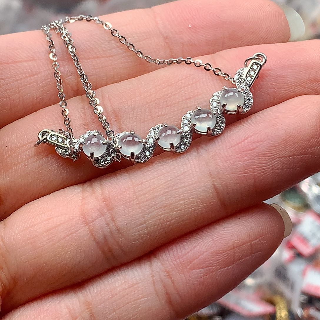 翡翠戒指银S925镶嵌天然翡翠吊坠