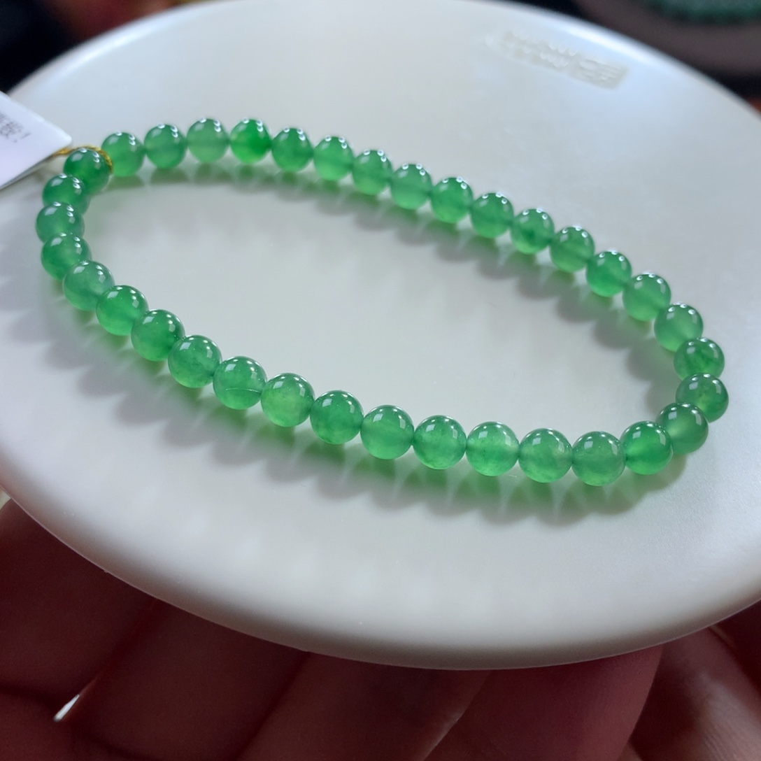 翡翠未镶嵌手链翡翠玻璃钢冰翠绿卡5.10+