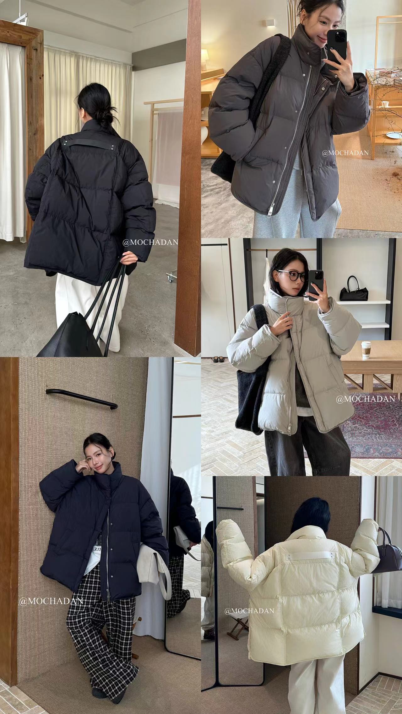 欧洲站25冬季Der.moookka韩版网红宽松立领后背织带中长款外套潮