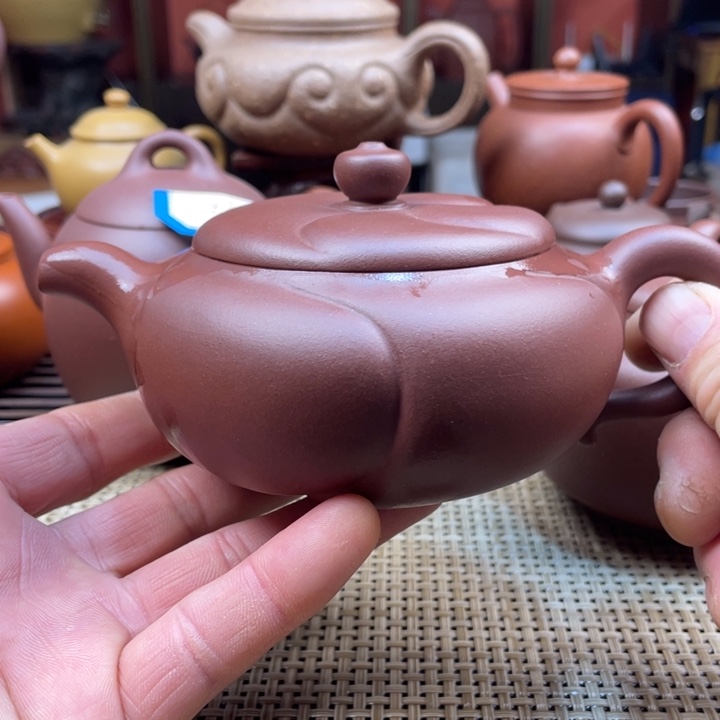 紫砂茶壶逐****部紫泥风摇壶手工制作