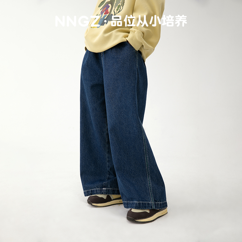 NNGZ春季女童牛仔裤宽松百搭阔腿裤洋气休闲裤子B25AN1024H