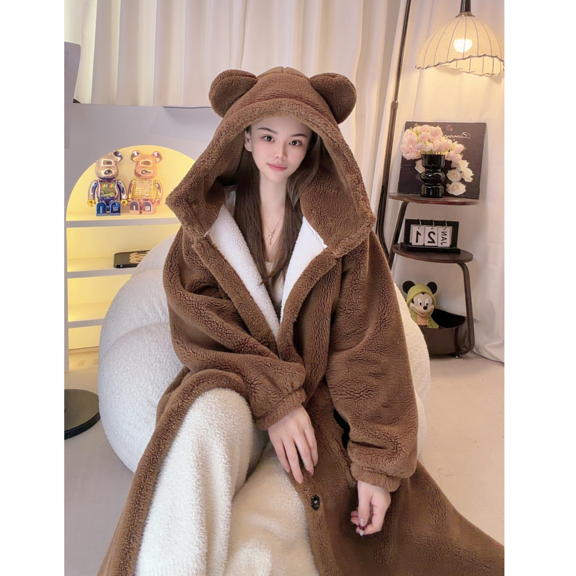 深冬【双层加加厚】-10°可外穿家居服保暖冬季加绒外套外穿连帽