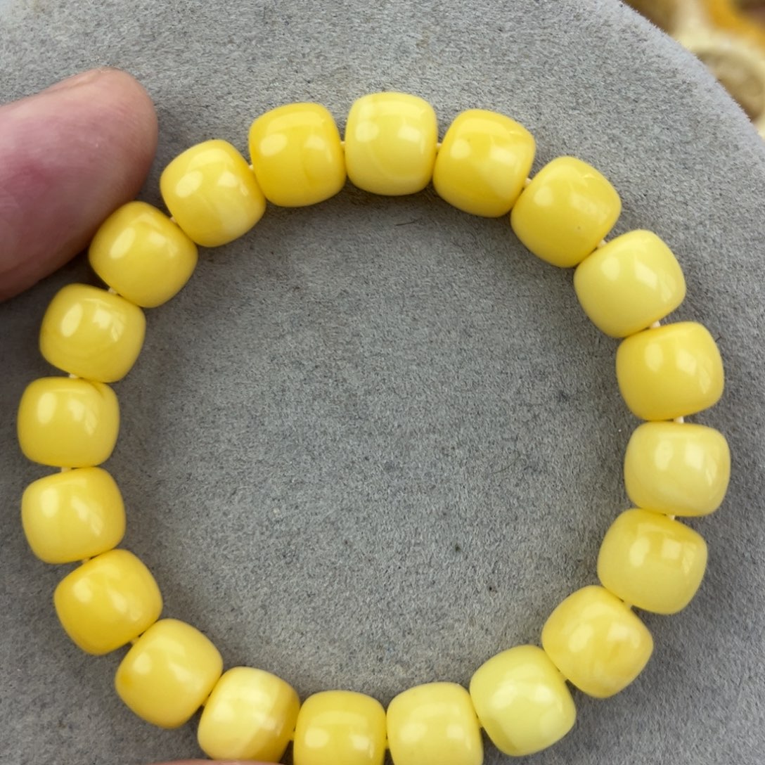 蜜蜡未镶嵌手串纯天然俄料奶黄10*9腕口15+
