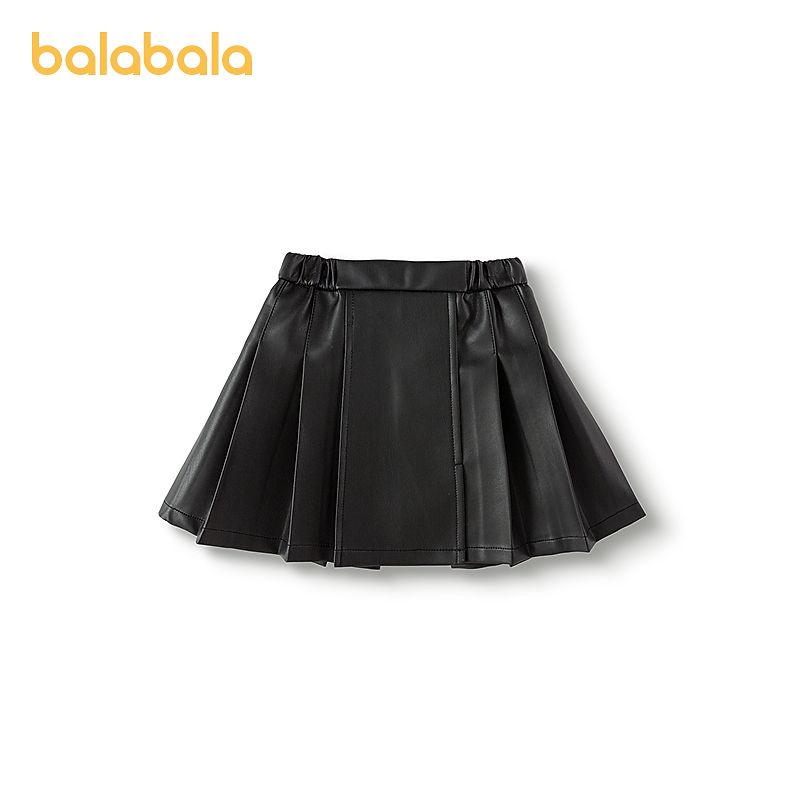 巴拉巴拉童装儿童短裙女童仿皮裙精致春装新款百褶裙甜酷百搭潮流