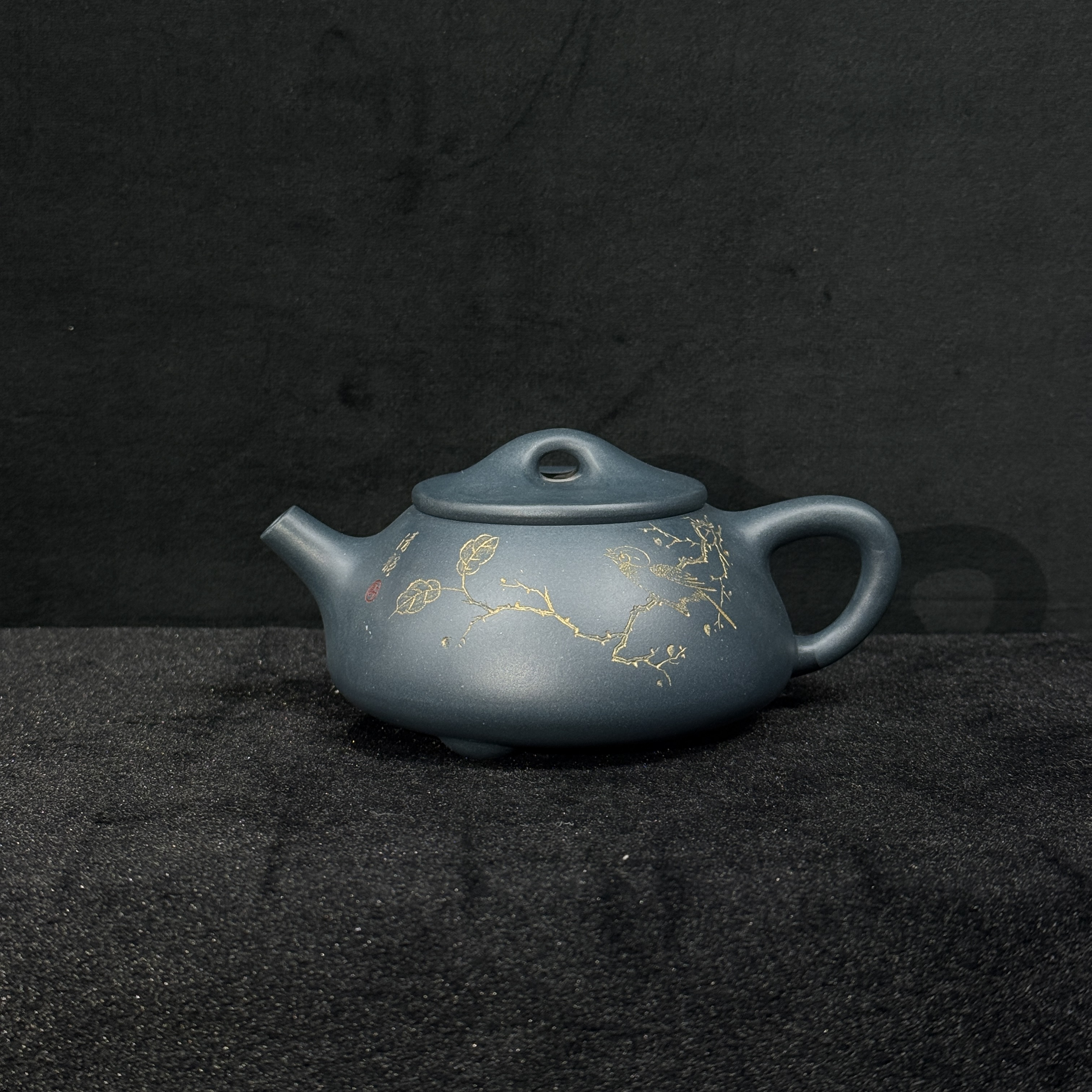 18/JCF065/蒋春帆/紫砂壶清韵石瓢/墨绿泥