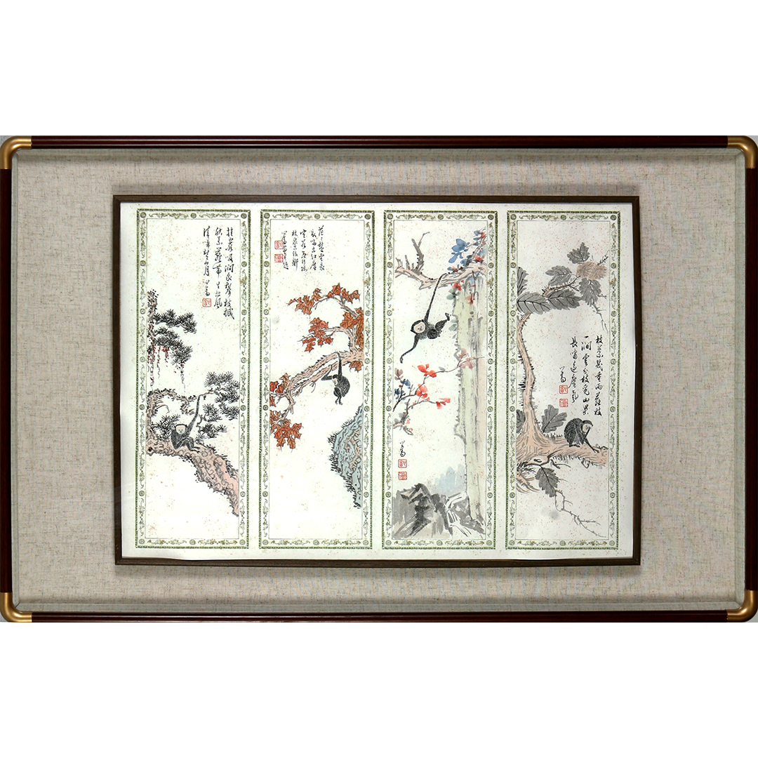 14-3183 猿戏图 35cm×10cm×4 约0.3平尺×4