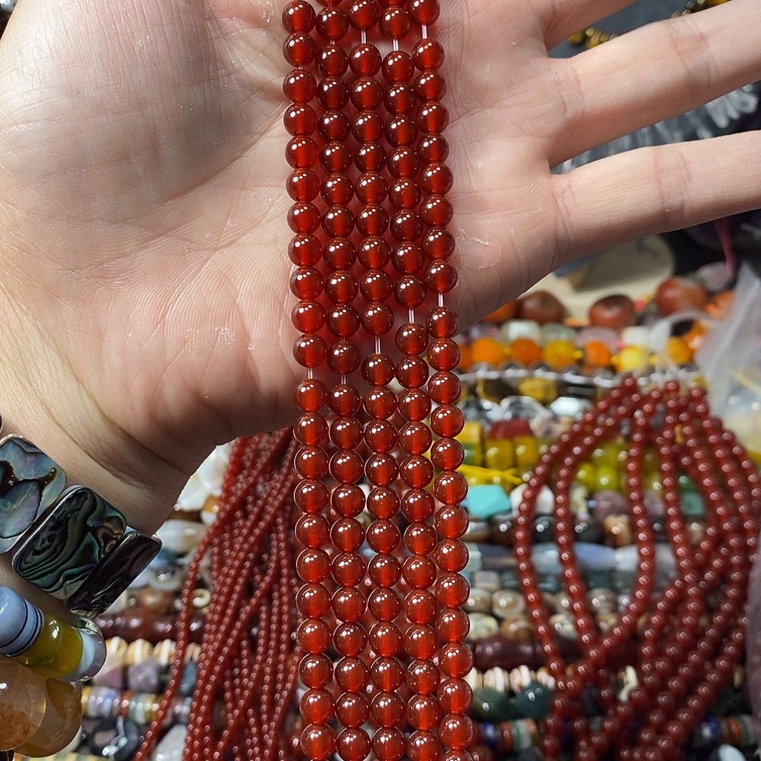 石英质玉未镶嵌，A品红玛瑙6mm，