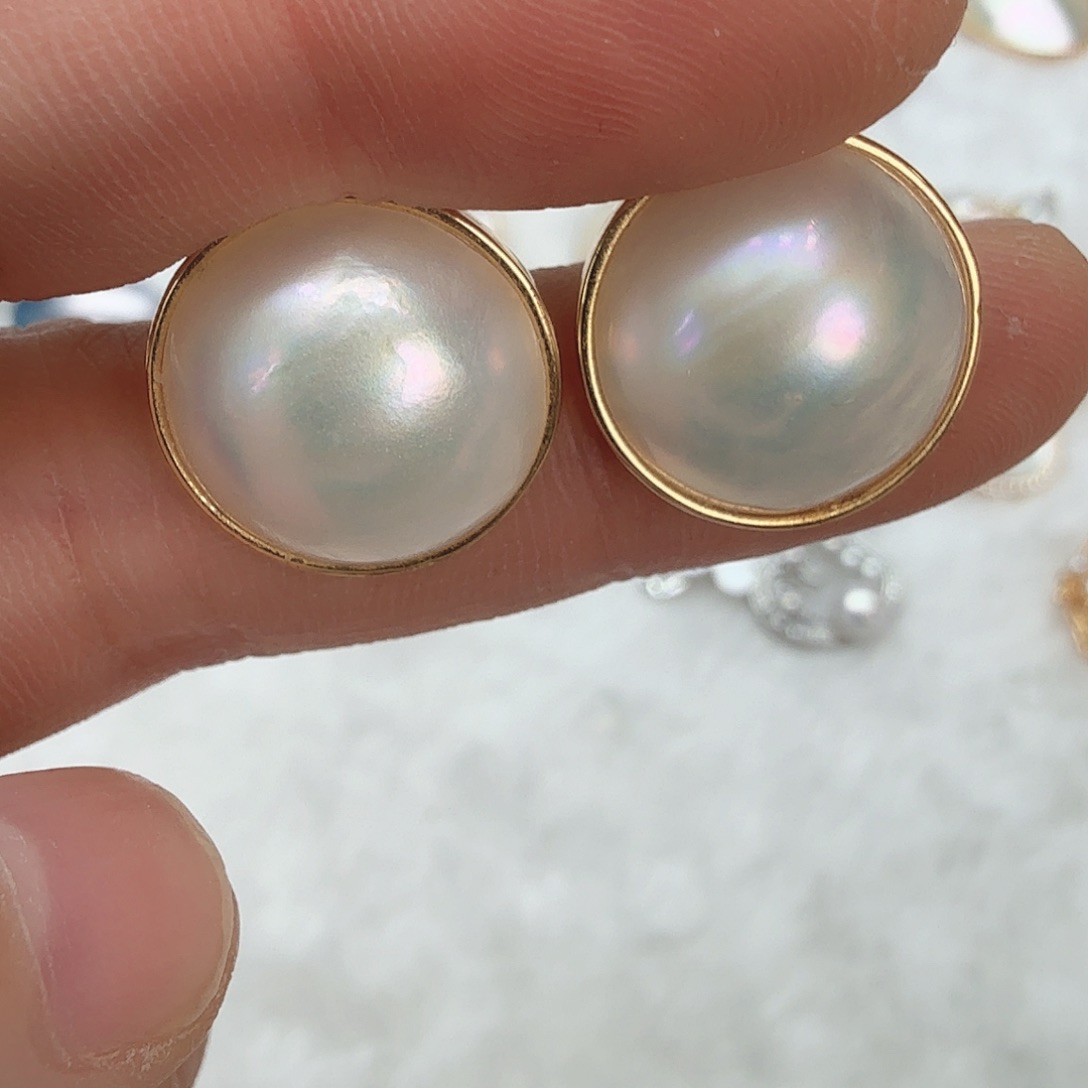 拼合珍珠（马贝珠）未镶嵌耳饰