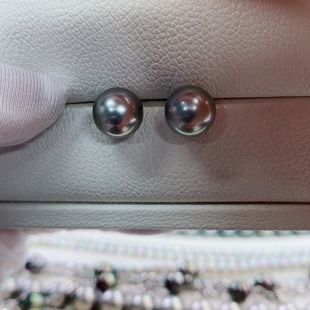 银S925镶嵌耳饰海水珍珠9-10