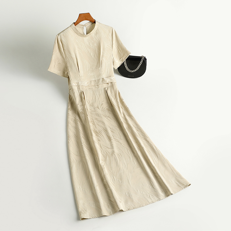 2025新款香云纱真丝连衣裙女 气质减龄提花夏装桑蚕丝长裙子