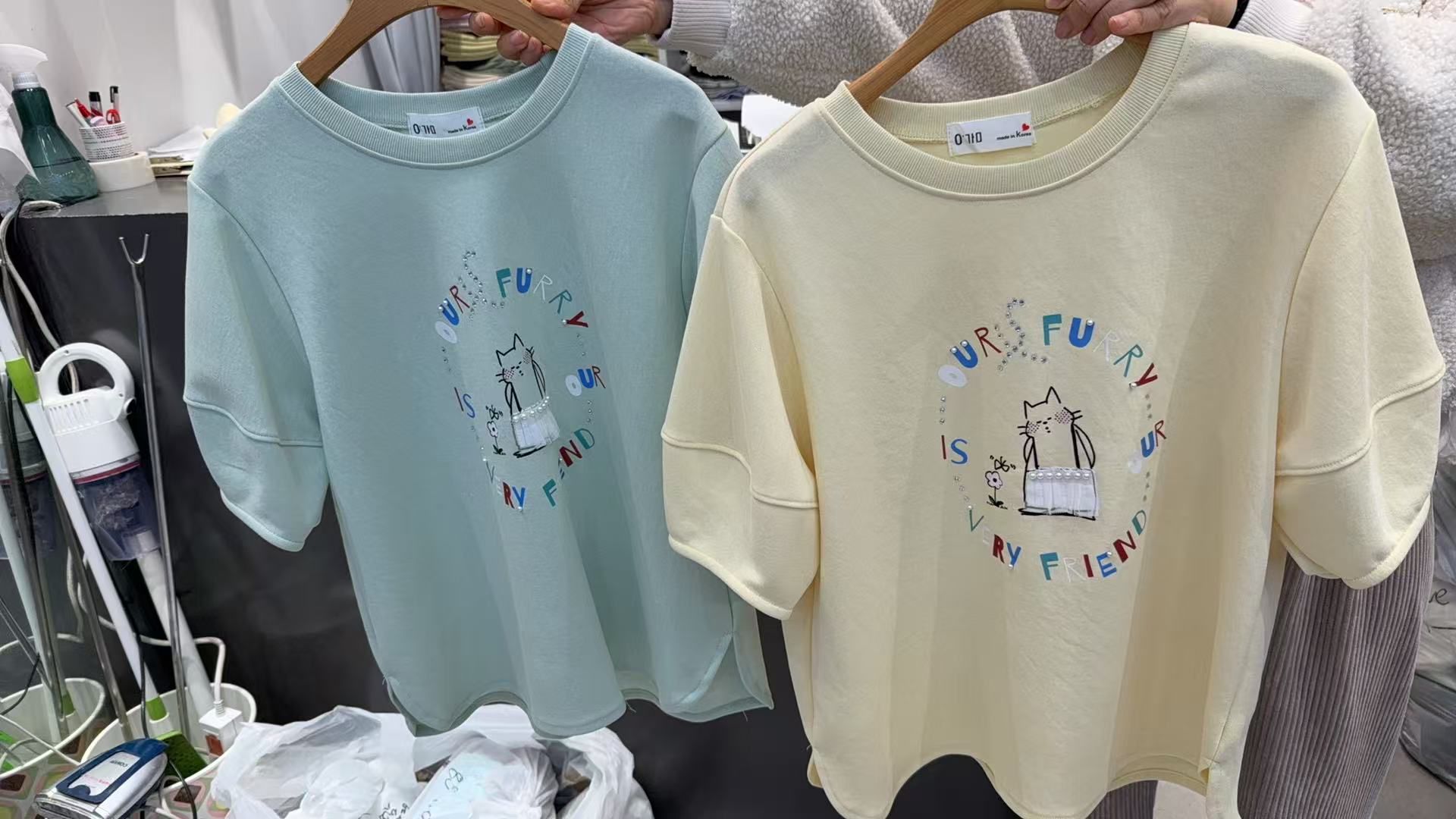 红姐严选韩字母粘钻短袖T恤31495