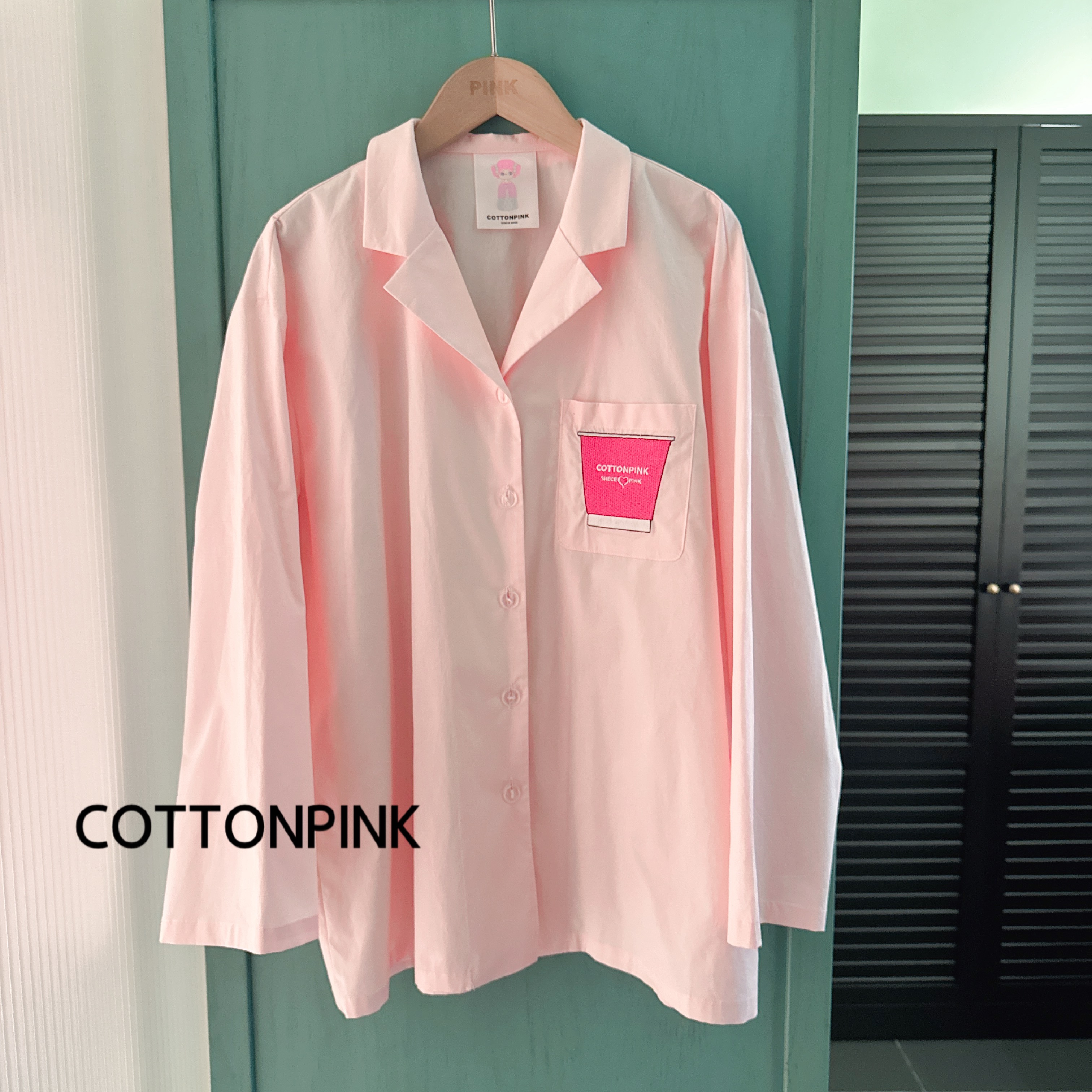 COTTONPINK女装咖啡杯百搭宽松慵懒风衬衣女