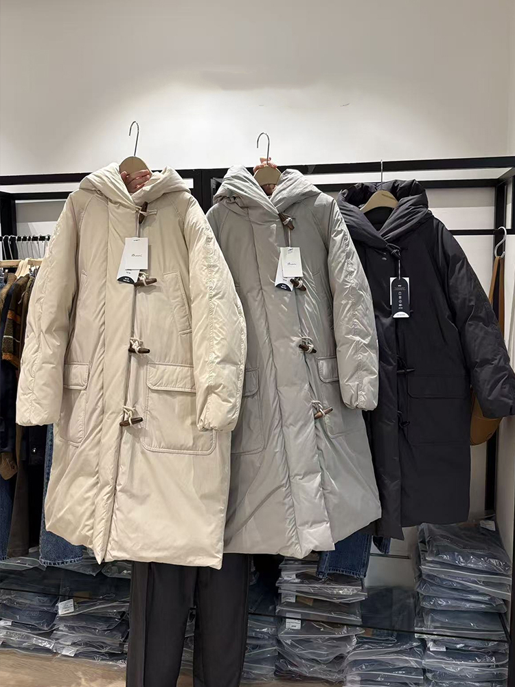 apM【bruni】韩国东大门25年冬季新款超厚实鹅绒长款抽绳羽绒服外套