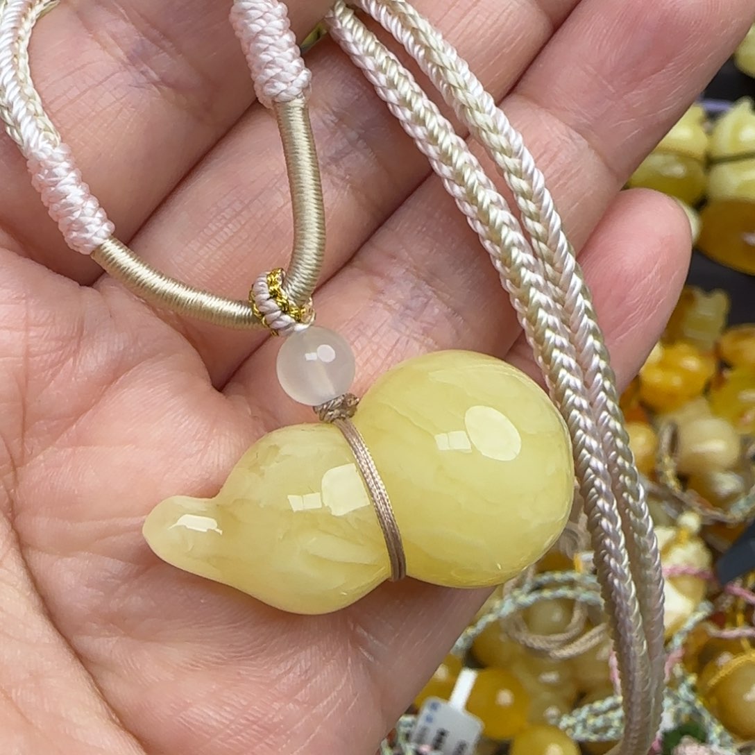蜜蜡套链未镶嵌天然蜜蜡葫芦吊坠