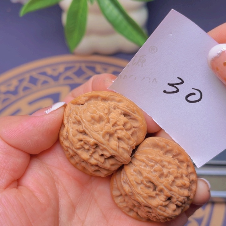 文玩核桃把件三角白30