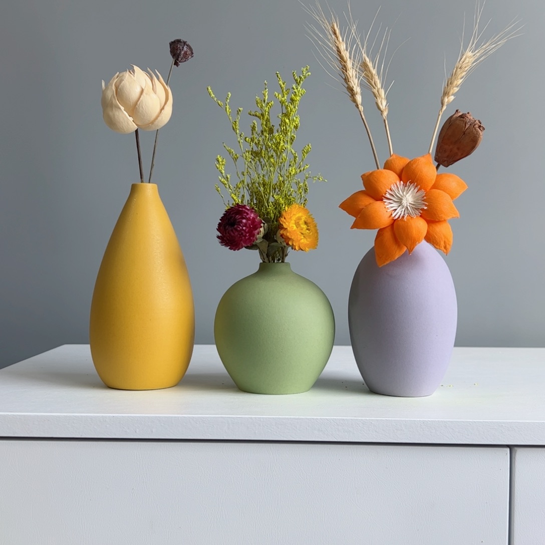 摆件陶瓷小花瓶摆件含花总高约20-30cm